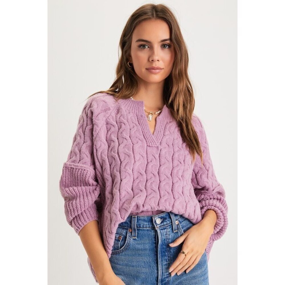 NEW WITHOUT TAGS Lulus Lavender Knit Oversized Sweater Purple - Size M